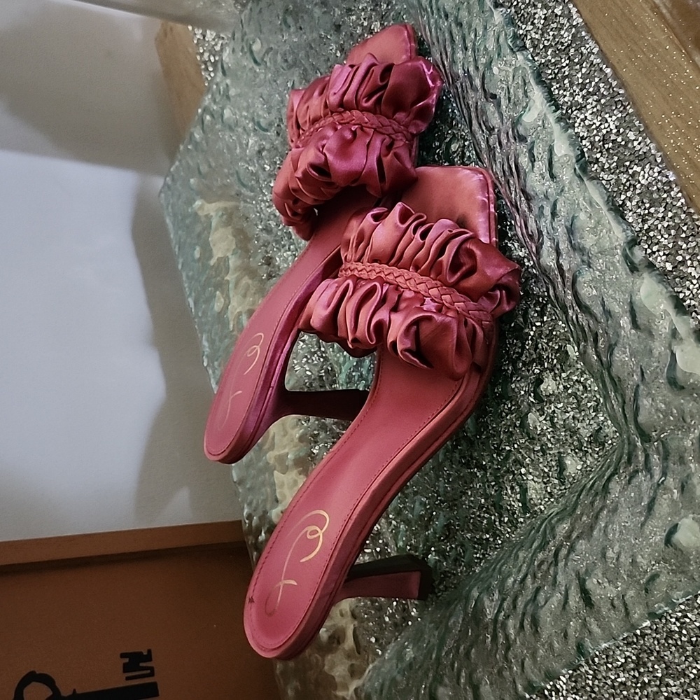 Pink satin heels